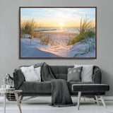 48907-MGV-CV-36X24-Beach Sunset Wall Art – Coastal Sand Dunes and Ocean View Canvas Print, Serene Seaside Landscape Painting for Living Room, Bedroom