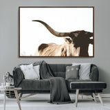 35866-MGV-CV-36X24-Texas Longhorn Wall Art – Rustic Western Bull Canvas Print, Farmhouse Animal Photography Decor for Living Room, Office, or Ranch
