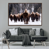 66871-MGV-CV-36X24-Bison Herd Wall Art – Wildlife Buffalo Canvas Print, Rustic Western Nature Photography Decor for Living Room, Office, Cabin, or