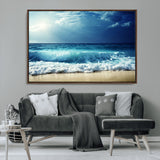 84116-MGV-CV-36X24-Ocean Wave Wall Art – Blue Sea and Beach Canvas Print, Coastal Seascape Photography Artwork for Living Room, Bedroom, or Office