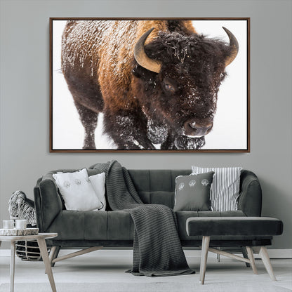 65605-MGV-CV-36X24-Snow Bison Wall Art – Close Up Buffalo Canvas Print, Rustic Western Wildlife Photography, Farmhouse Cabin Lodge Decor for Living