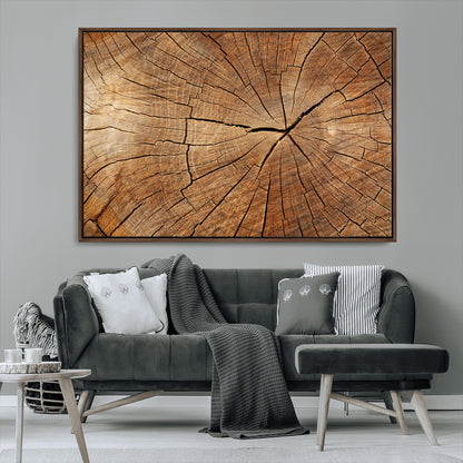 61710-MGV-CV-36X24-Tree Rings Wall Art – Rustic Wood Grain Canvas Print of Tree Trunk Cross Section, Nature Inspired Decor for Cabin, Office, Living