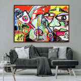 37796-MGV-CV-36X24-Picasso Style Wall Art Canvas Print, Framed Picasso Art Picture Print, Picasso Cubism Perfect Modern Abstract Decor Artwork
