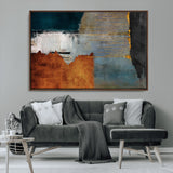 35026-MGV-CV-36X24-Abstract Canvas Wall Art – Modern Teal, Rust, Black and Gold Textured Painting, Contemporary Decor for Living Room, Bedroom or