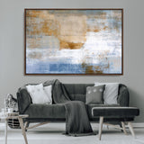 72354-MGV-CV-36X24-Blue and Gold Abstract Wall Art – Modern Minimalist Canvas Print, Textured Contemporary Painting for Living Room, Bedroom, or