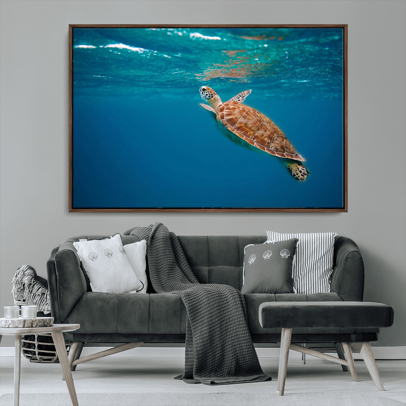 91440-MGV-CV-36X24-Sea Turtle Wall Art – Ocean Turtle Canvas Print, Underwater Marine Life Decor for Living Room, Office, Beach House or Bathroom