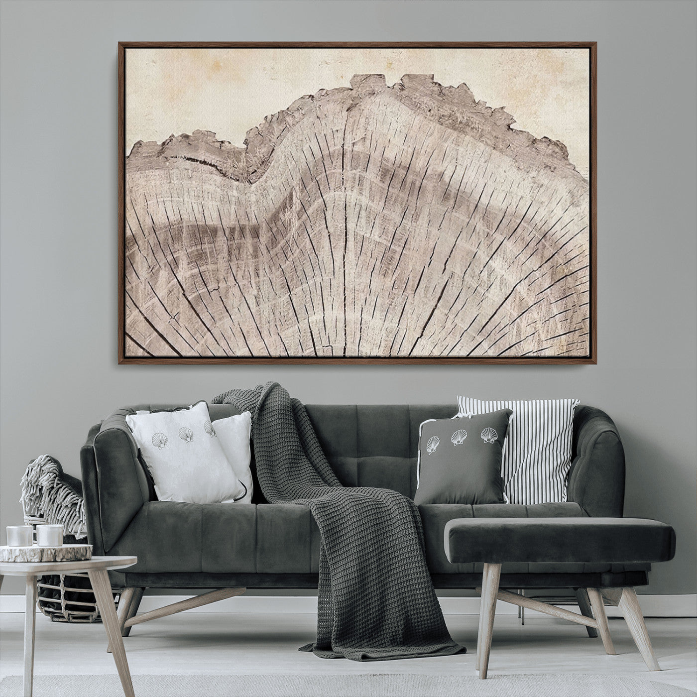 67528-MGV-CV-36X24-Wood Ring Wall Art Canvas Print, Framed Tree Ring Art Picture Print, Rustic Tree Ring Perfect Neutral Boho Decor Artwork
