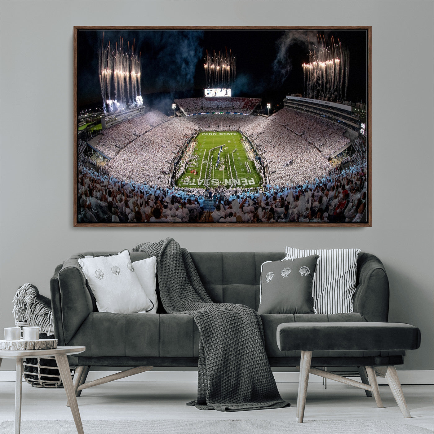 11391-MGV-CV-36X24-Penn State Stadium Wall Art – Panoramic White Out Football Game Canvas Print, College Sports Decor for Office, Man Cave, or Living