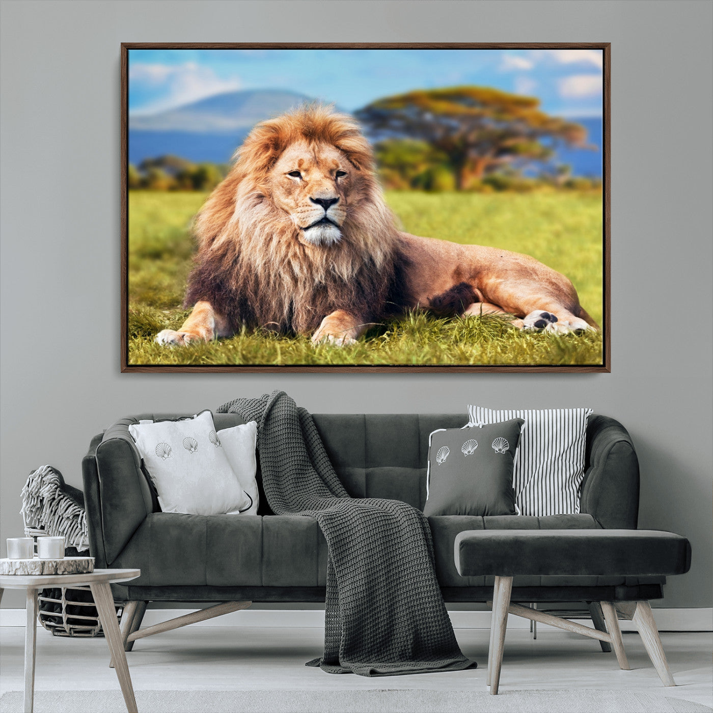 67826-MGV-CV-36X24-Majestic Lion Wall Art – King of the Jungle Canvas Print, Safari Wildlife Decor for Living Room, Office, or Man Cave
