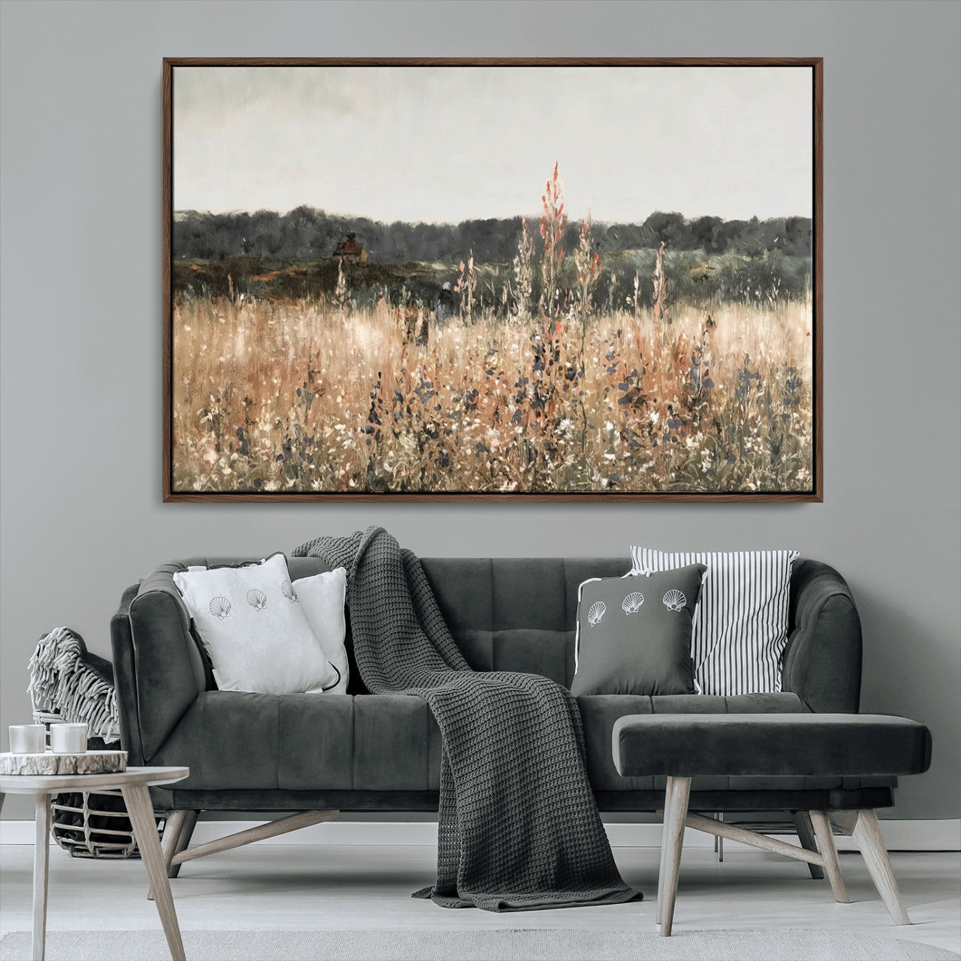 46308-MGV-CV-36X24-Wildflower Field Wall Art – Rustic Meadow Landscape Canvas Print, Country Nature Decor for Living Room, Bedroom or Farmhouse