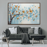 59455-MGV-CV-36X24-Butterfly Tree Branch Wall Art – Blue and Yellow Abstract Canvas Print, Modern Nature Artwork for Living Room, Bedroom or Office