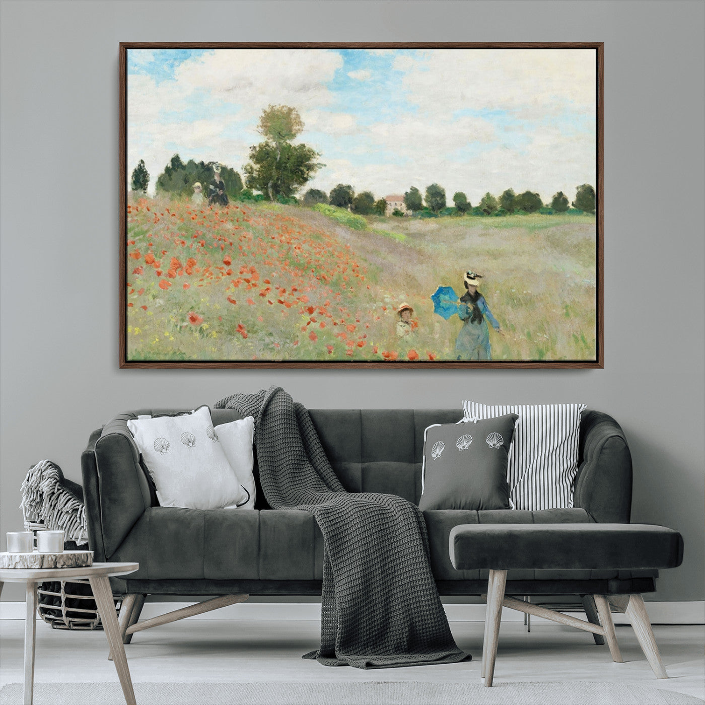 74890-MGV-CV-36X24-Monet Poppy Field Wall Art – Impressionist Landscape Canvas Print, Classic French Artwork for Living Room, Bedroom or Office Decor