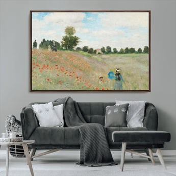 74890-MGV-CV-36X24-Monet Poppy Field Wall Art – Impressionist Landscape Canvas Print, Classic French Artwork for Living Room, Bedroom or Office Decor