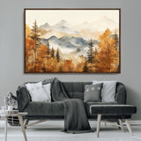72950-MGV-CV-36X24-Autumn Mountain Forest Wall Art – Golden Fall Landscape Canvas Print, Nature-Inspired Home Decor for Living Room, Bedroom or