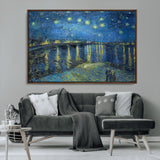 94605-MGV-CV-36X24-Starry Night Over the Rhone Wall Art – Vincent van Gogh Canvas Print, Famous Impressionist Painting for Living Room, Office