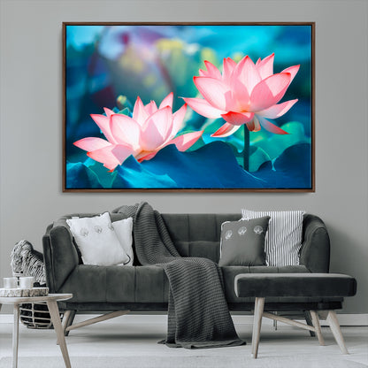 32559-MGV-CV-36X24-Lotus Flower Wall Art – Pink Water Lily Canvas Print, Tranquil Nature Decor for Living Room, Bedroom or Meditation Space