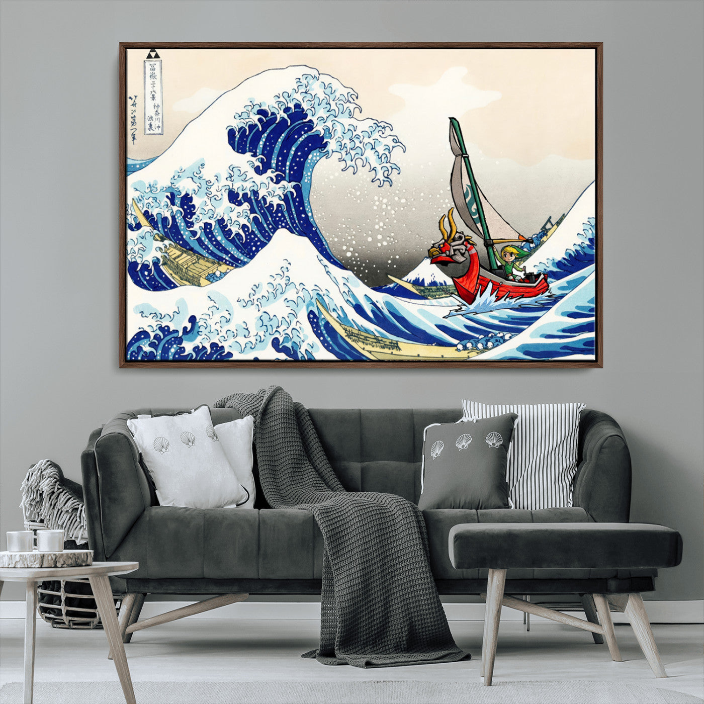 19450-MGV-CV-36X24-Great Wave Adventure Wall Art – Japanese Style Ocean Canvas Print, Fantasy Sailing Decor for Living Room, Bedroom or Office
