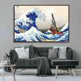 19450-MGV-CV-36X24-Great Wave Adventure Wall Art – Japanese Style Ocean Canvas Print, Fantasy Sailing Decor for Living Room, Bedroom or Office