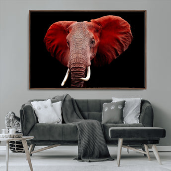 14788-MGV-FC-36X24_Walnut-Red Elephant Wall Art – Bold Wildlife Canvas Print, African Safari Animal Decor for Living Room, Bedroom or Office