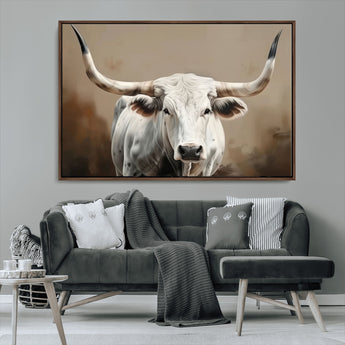 61423-MGV-CV-36X24-Longhorn Bull Wall Art – Rustic Western Texas Steer Canvas Print, Cowboy Farmhouse Decor for Living Room, Bedroom, Office or Ranch