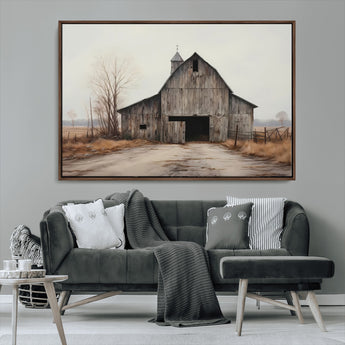 11602-MGV-CV-36X24-Old Barn Wall Art Canvas Print, Framed Rustic Barn Art Picture Print, Old Farmhouse Perfect Rustic Farmhouse Decor Artwork