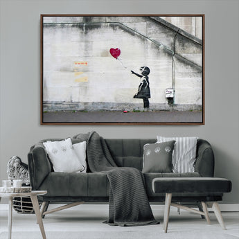 50559-MGV-CV-36X24-Banksy Girl with Balloon Wall Art – Famous Street Graffiti Canvas Print, Modern Urban Artwork for Living Room, Bedroom or Office