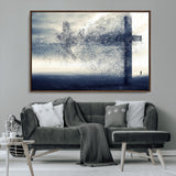 55718-MGV-CV-36X24-Surreal Cross Wall Art – Spiritual Faith Canvas Print, Abstract Christian Artwork with Modern Religious Symbol for Living Room,