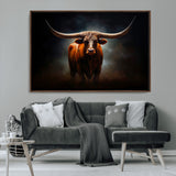 48896-MGV-CV-36X24-Texas Longhorn Wall Art – Rustic Western Bull Canvas Print and Farmhouse Cattle Painting for Living Room, Ranch, or Office Decor .