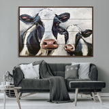 28934-MGV-CV-36X24-Farmhouse Cow Wall Art – Rustic Black and White Dairy Cattle Canvas Print, Country Barn Animal Painting for Kitchen, Living Room