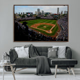 34859-MGV-CV-36X24-Wrigley Field Wall Art Canvas Print, Framed Chicago Cubs Stadium Art Picture Print, Wrigley Stadium Field Perfect Sport Room Decor