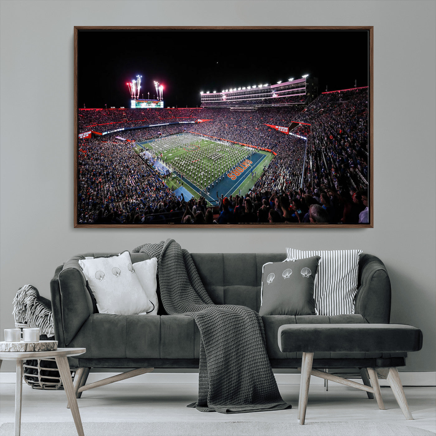 46899-MGV-CV-36X24-Ben Hill Griffin Stadium Wall Art Canvas Print, Framed Football Stadium Art Picture Print, Florida Football Stadium Perfect Sport