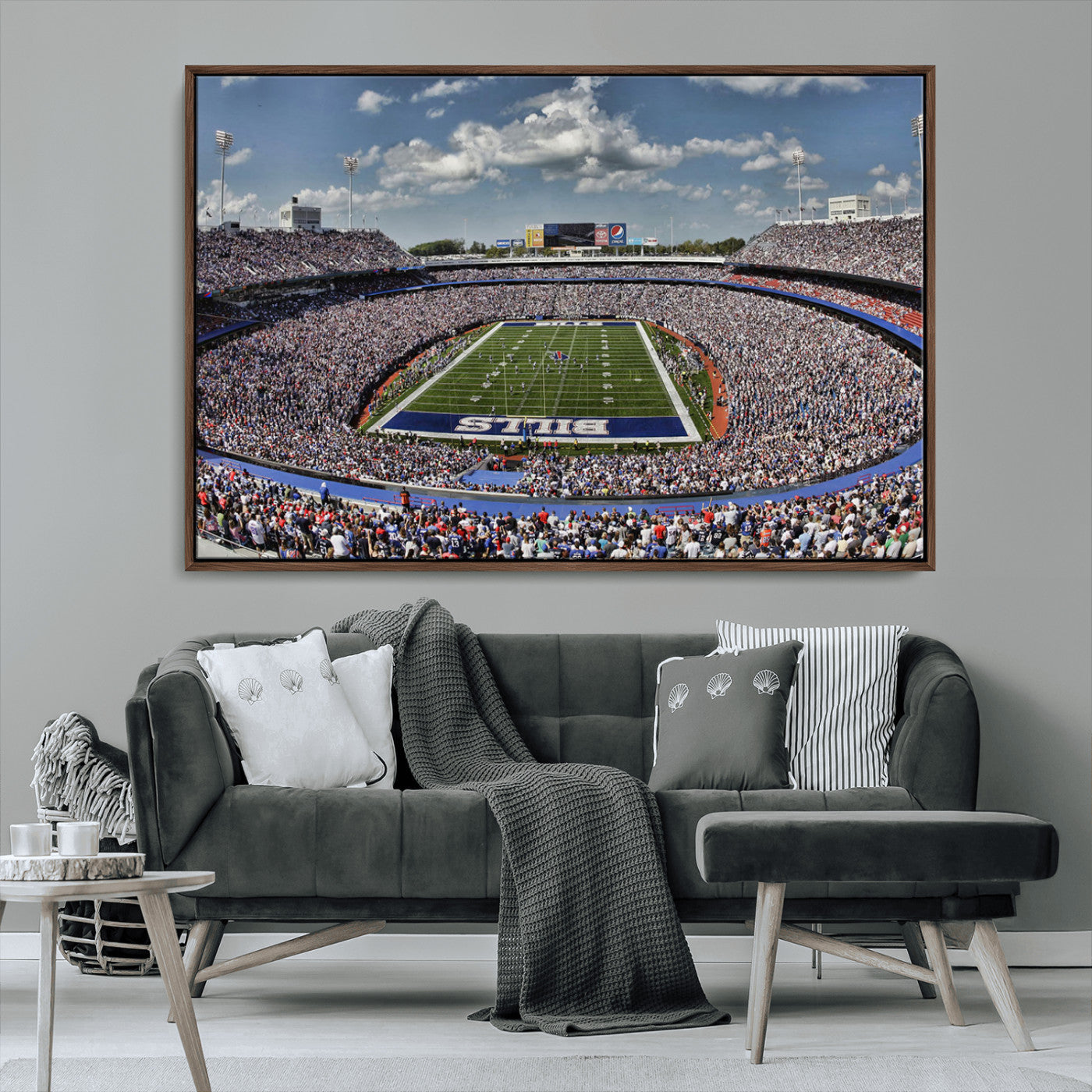 76491-MGV-CV-36X24-Buffalo Bills Stadium Wall Art Canvas Print, Framed Bills Stadium Art Picture Print, Highmark Stadium Perfect Sport Room Decor