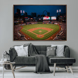 38612-MGV-CV-36X24-Busch Stadium Wall Art Canvas Print, Framed Missouri Stadium Art Picture Print, Busch Stadium Field Perfect Sports Room Decor