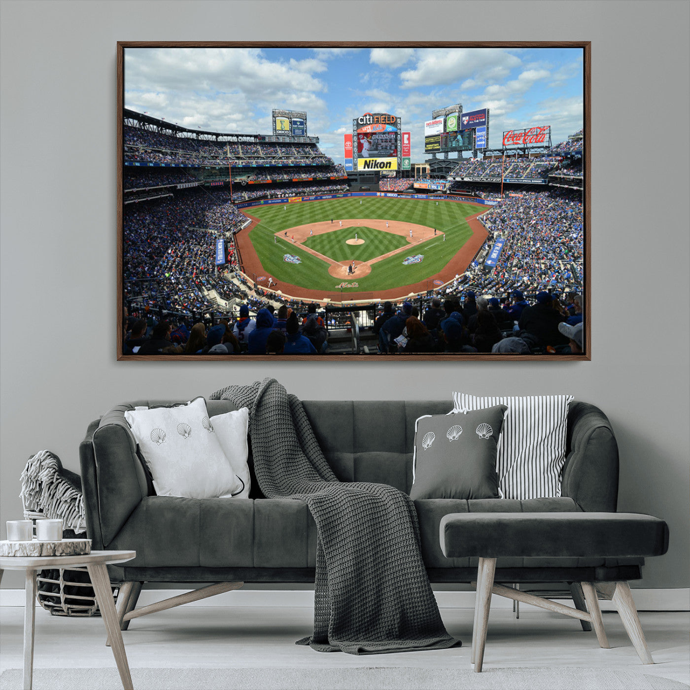 22910-MGV-CV-36X24-City Field Stadium Wall Art Canvas Print, Framed New York Stadium Art Picture Print, City Field Perfect Sport Room Decor Artwork