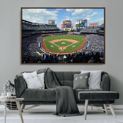 22910-MGV-CV-36X24-City Field Stadium Wall Art Canvas Print, Framed New York Stadium Art Picture Print, City Field Perfect Sport Room Decor Artwork