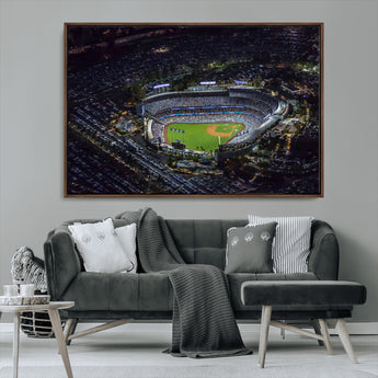 16515-MGV-CV-36X24-Dodgers Stadium Wall Art Canvas Print, Framed Baseball Stadium Art Picture Print, Dodgers Field Perfect Sport Room Decor Artwork