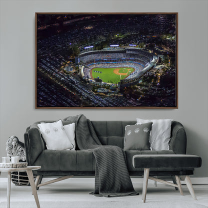 16515-MGV-CV-36X24-Dodgers Stadium Wall Art Canvas Print, Framed Baseball Stadium Art Picture Print, Dodgers Field Perfect Sport Room Decor Artwork