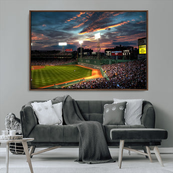 66781-MGV-CV-36X24-Baseball Stadium Wall Art – Canvas Print Evening Game Field Packed Crowd Sunset Sky Sports Photography, Dynamic Decor for Game