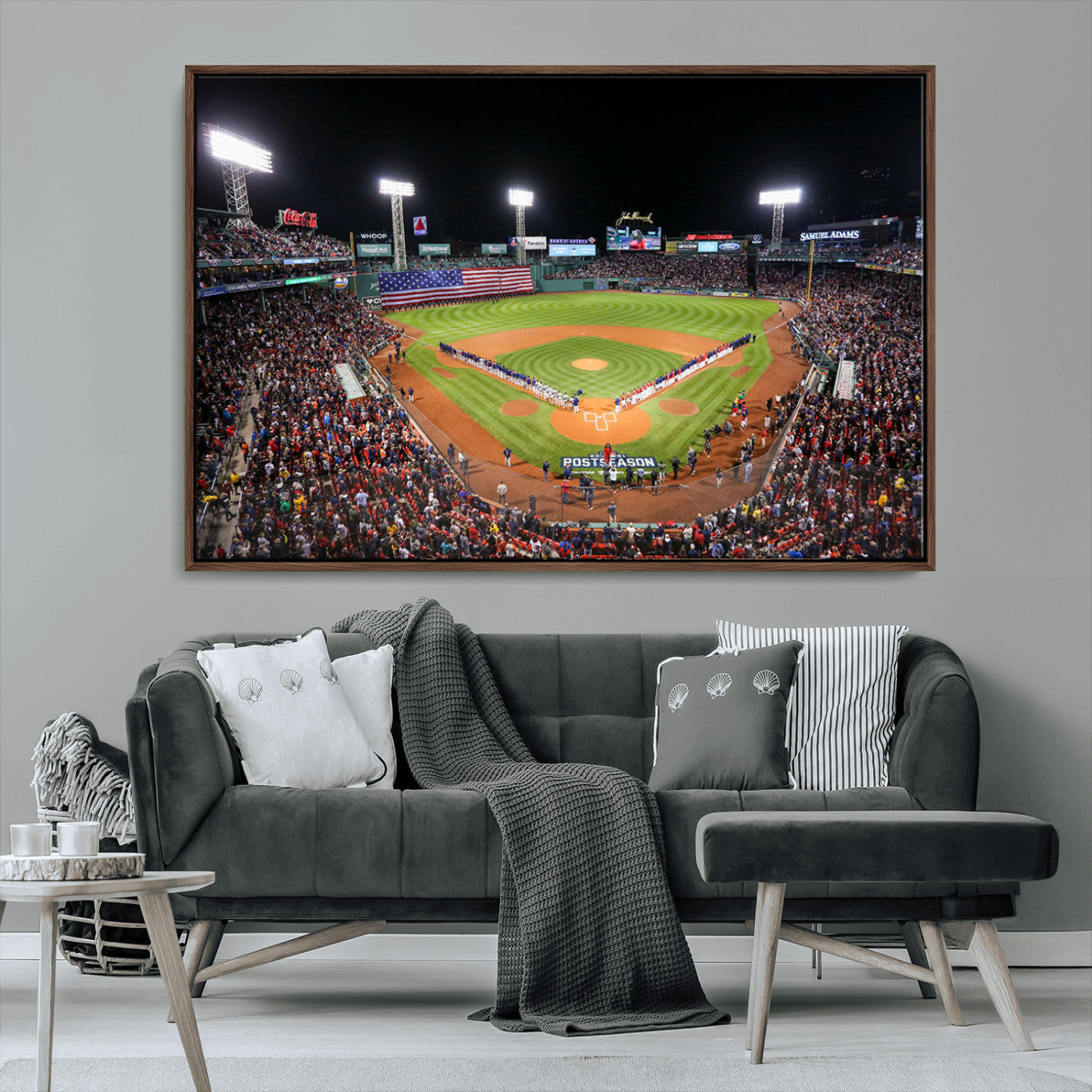 47365-MGV-CV-36X24-Fenway Park Stadium Wall Art Canvas Print, Framed Boston Baseball Stadium Art Picture Print, MLB Stadium Field Perfect Sport Room