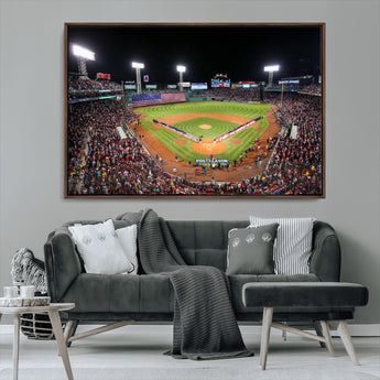 47365-MGV-CV-36X24-Fenway Park Stadium Wall Art Canvas Print, Framed Boston Baseball Stadium Art Picture Print, MLB Stadium Field Perfect Sport Room
