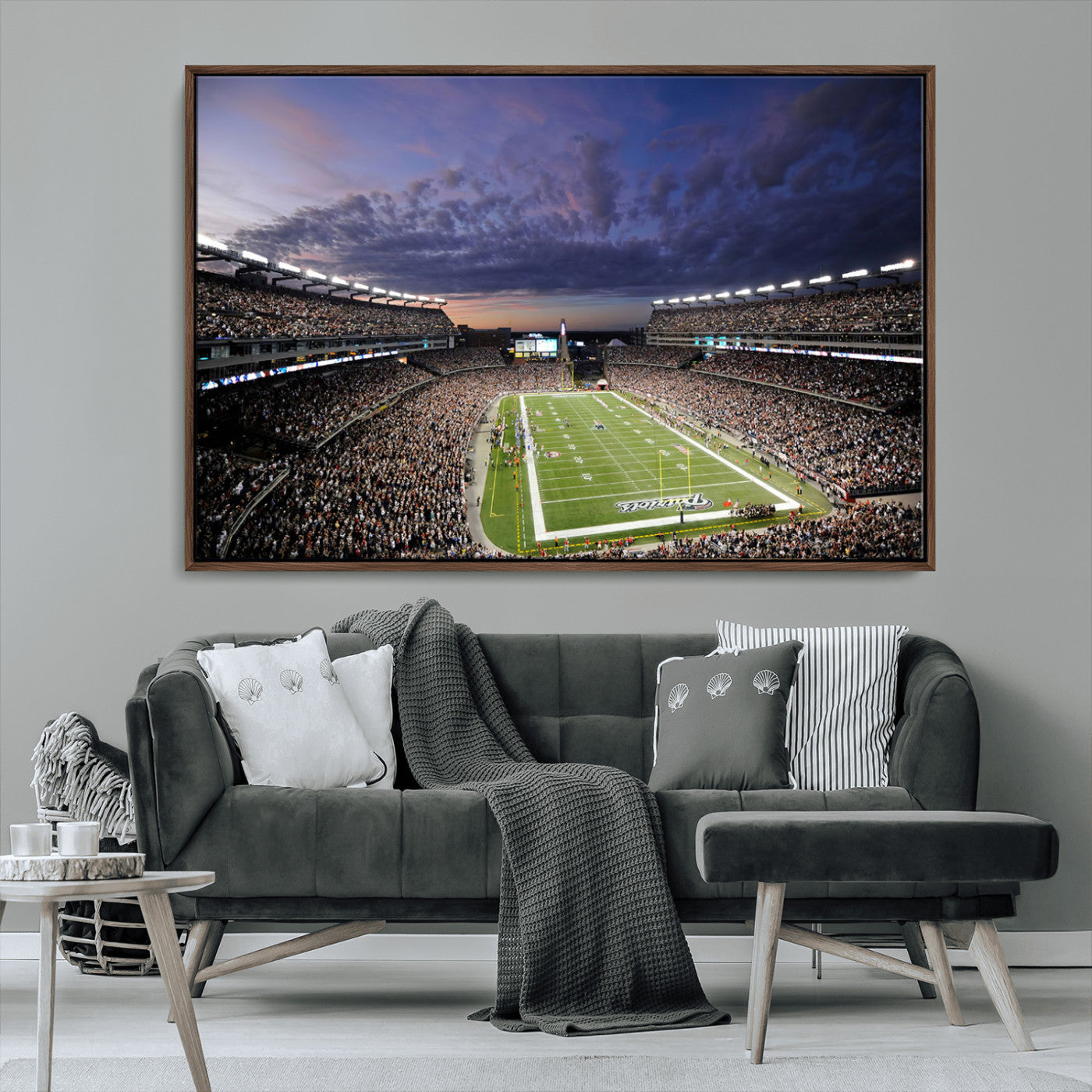52712-MGV-CV-36X24-Gillette Stadium Field Wall Art Canvas Print, Framed Massachusetts Stadium Art Picture Print, Gillette Stadium Perfect Sport Room