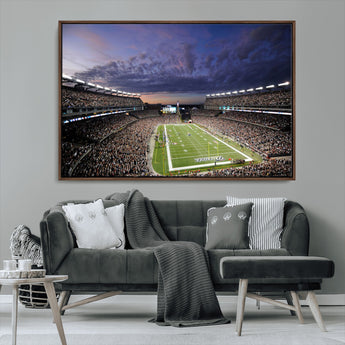 52712-MGV-CV-36X24-Gillette Stadium Field Wall Art Canvas Print, Framed Massachusetts Stadium Art Picture Print, Gillette Stadium Perfect Sport Room