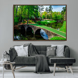 57655-MGV-CV-36X24-Golf Course Wall Art – Canvas Print Scenic Green Fairway Stone Bridge Water Reflection Landscape, Classic Sports Decor for Office,