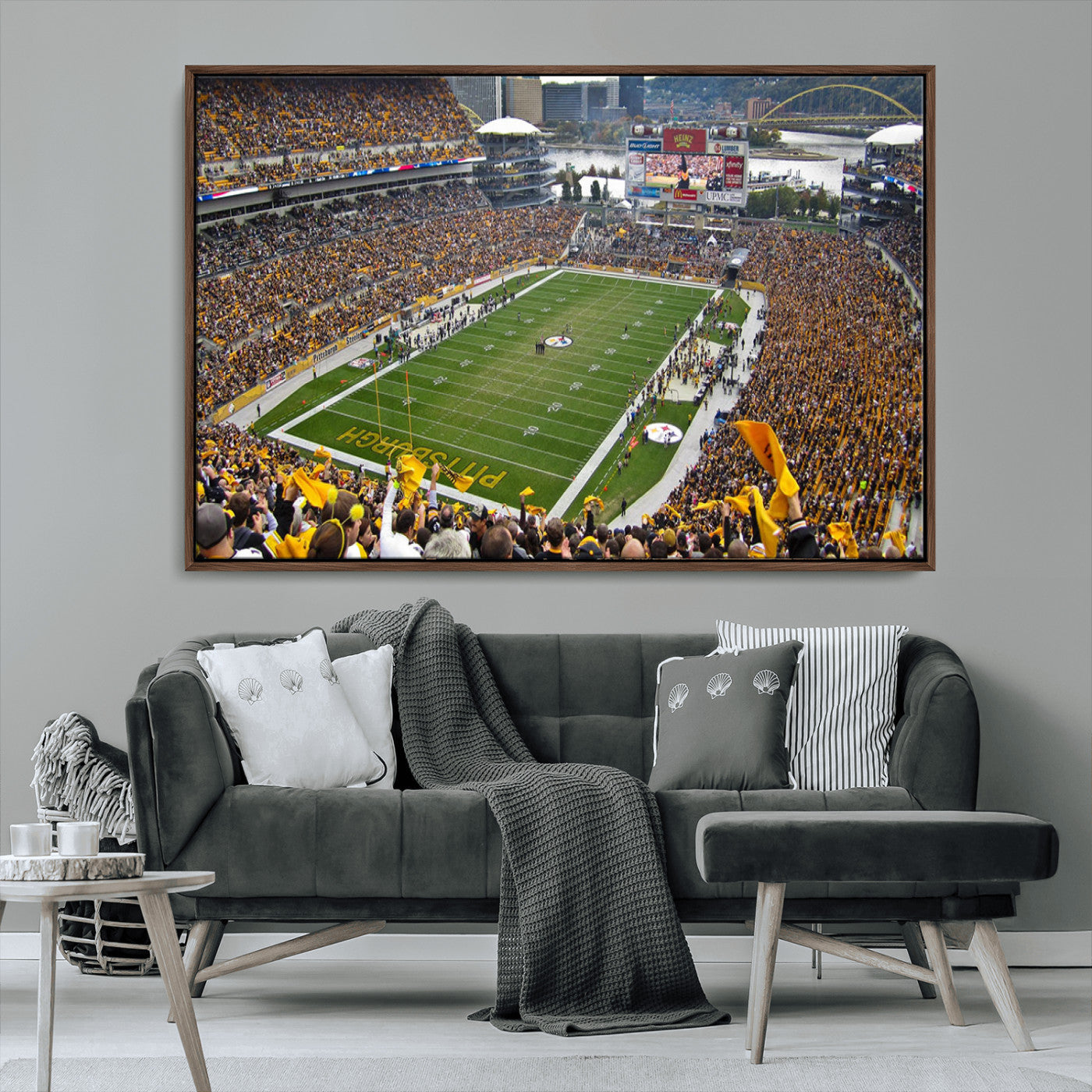 51419-MGV-CV-36X24-Heinz Field Wall Art Canvas Print, Framed Pittsburgh Stadium Field Art Picture Print, Heinz Stadium Field Perfect Sports Room