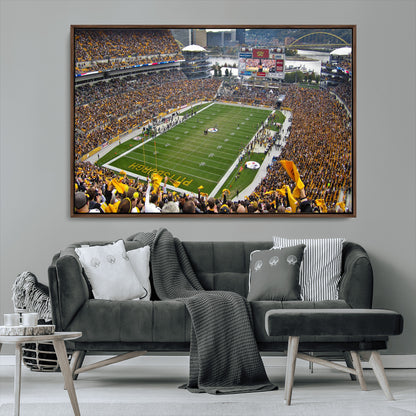 51419-MGV-CV-36X24-Heinz Field Wall Art Canvas Print, Framed Pittsburgh Stadium Field Art Picture Print, Heinz Stadium Field Perfect Sports Room