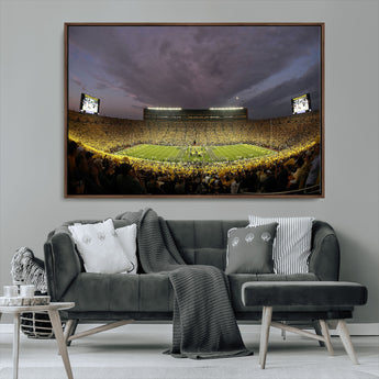 72404-MGV-CV-36X24-Michigan Wolverine Stadium Wall Art Canvas Print, Framed Michigan Stadium Art Picture Print, Football Stadium Perfect Sport Room