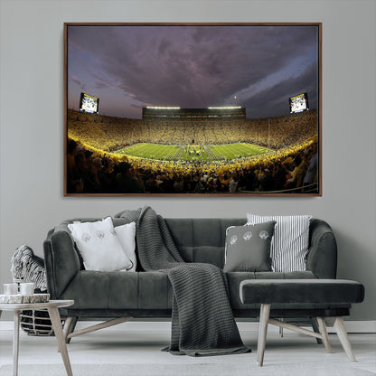 72404-MGV-CV-36X24-Michigan Wolverine Stadium Wall Art Canvas Print, Framed Michigan Stadium Art Picture Print, Football Stadium Perfect Sport Room