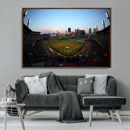 67670-MGV-CV-36X24-PNC Park Stadium Wall Art Canvas Print, Framed Pittsburgh Pirates Stadium Art Picture Print, PNC Park Field Perfect Sport Room