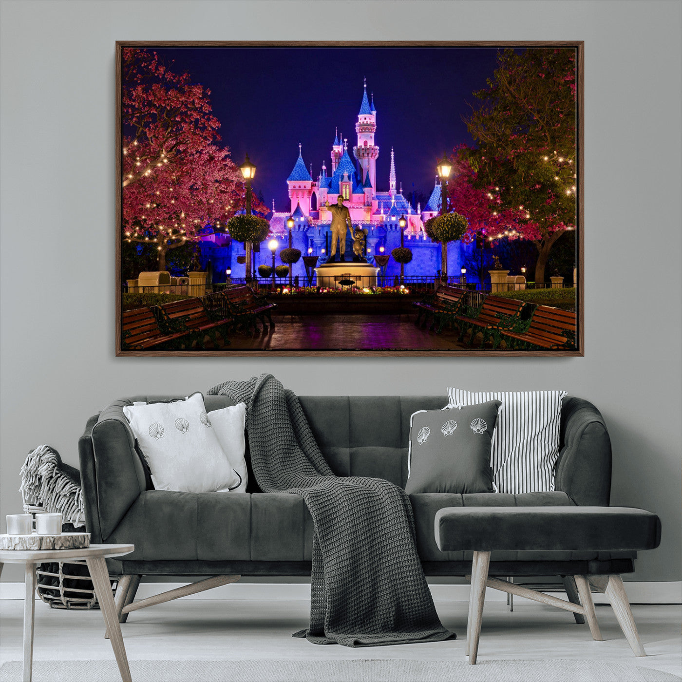 79435-MGV-CV-36X24-Disney Castle Wall Art Canvas Print, Framed Magic Kingdom Art Picture Print, Disney World Perfect Child Room Decor Artwork