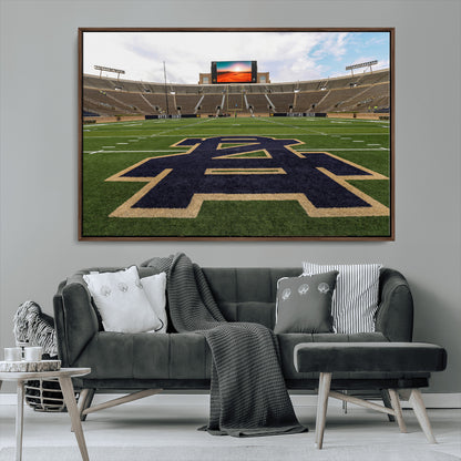 52835-MGV-CV-36X24-Notre Dame Stadium Wall Art Canvas Print, Framed Indiana Stadium Art Picture Print, Notre Dame Field Perfect Sport Room Decor